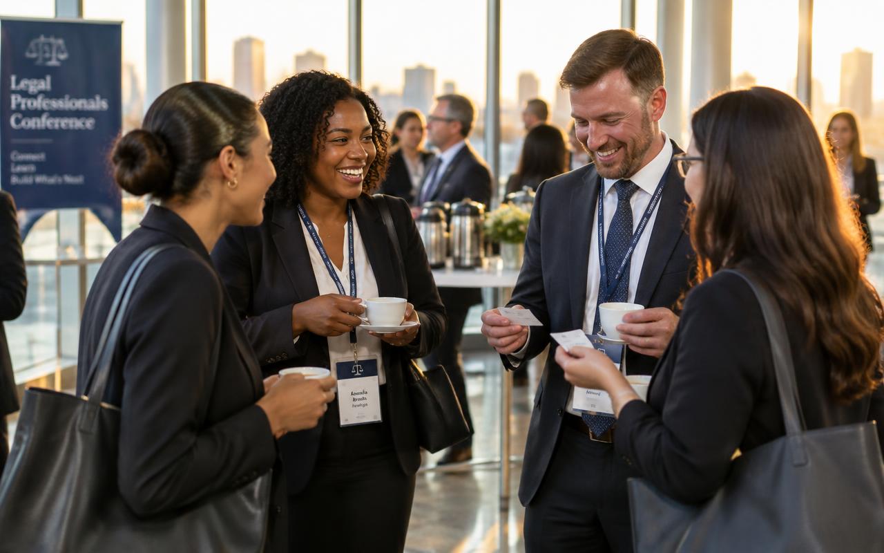 Attorneys and paralegals networking at a legal conference